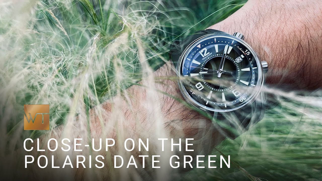 Close up on the Jaeger Lecoultre Polaris Date Green