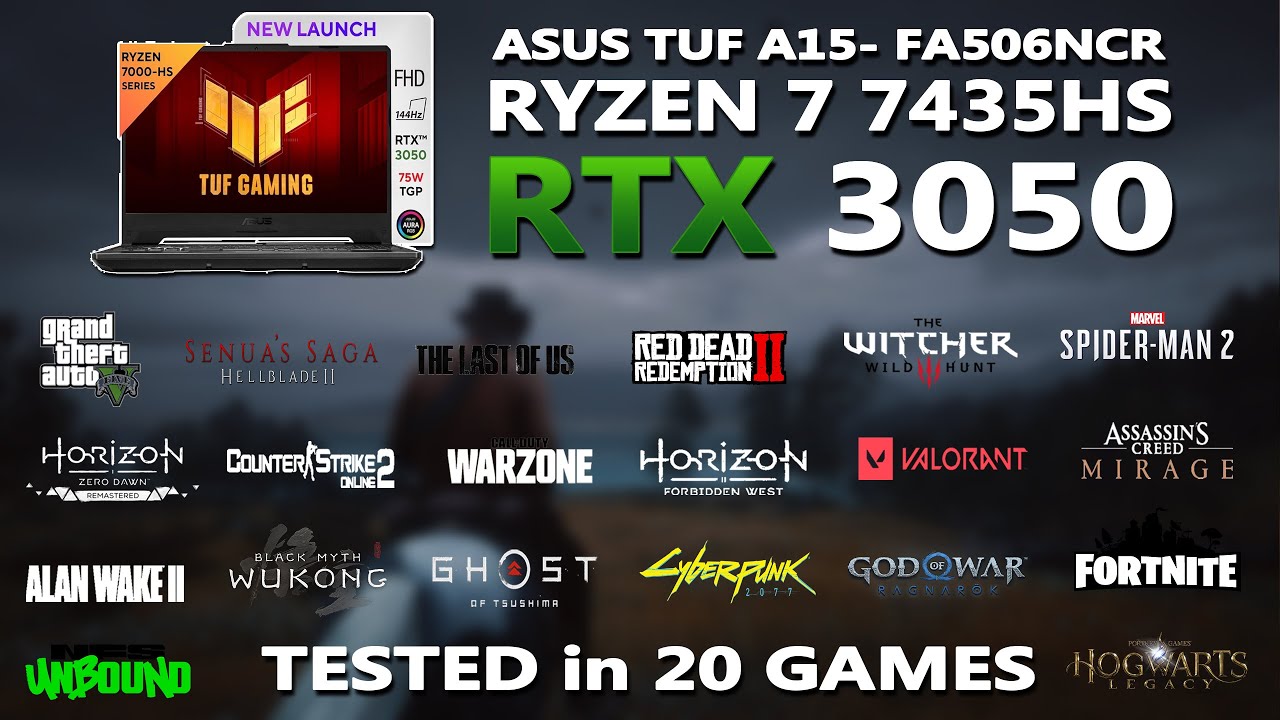 ASUS TUF A15 — игровой тест Ryzen 7 7435HS + RTX 3050 | Протестировано в 20 играх | RTX 3050 |