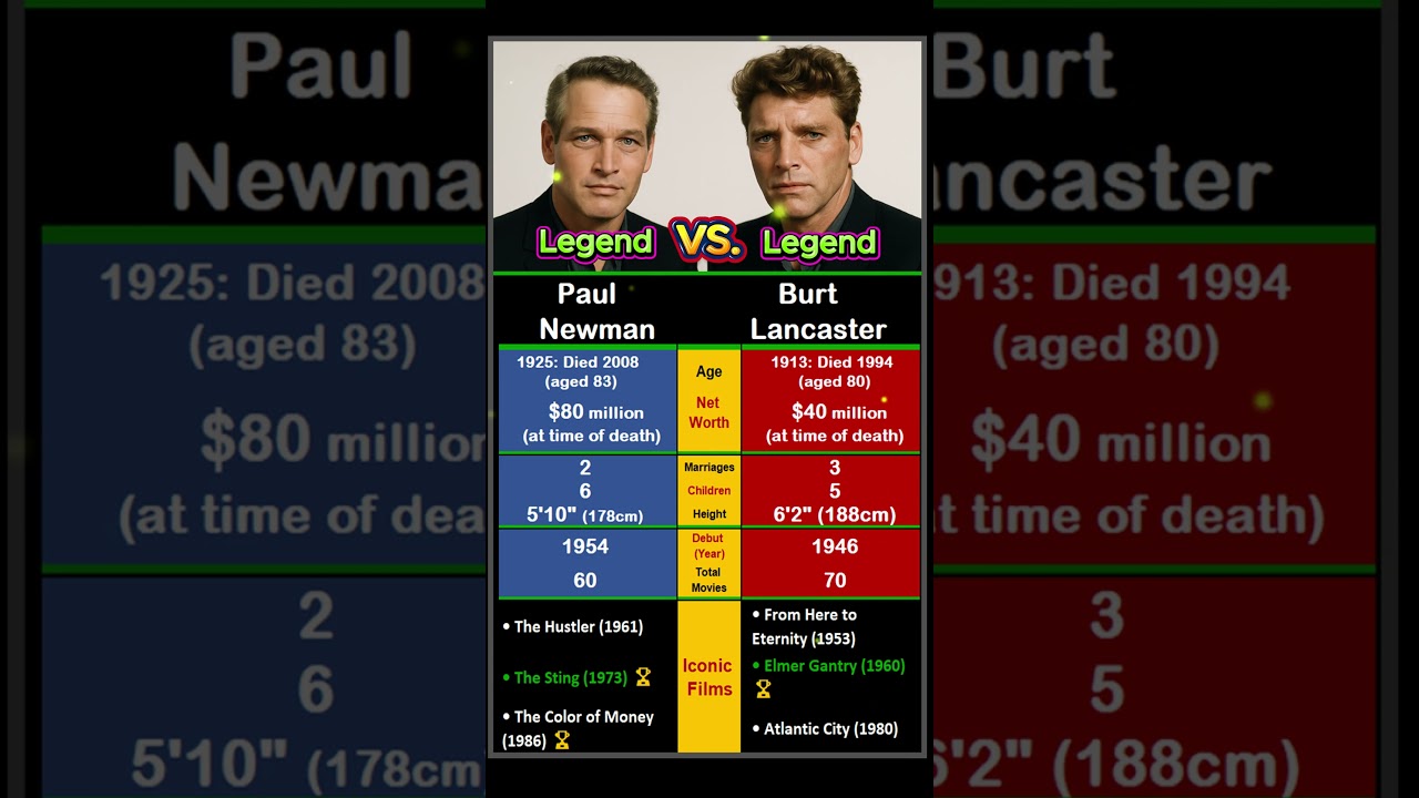 Paul Newman vs. Burt Lancaster: Classic Legends😎🎬