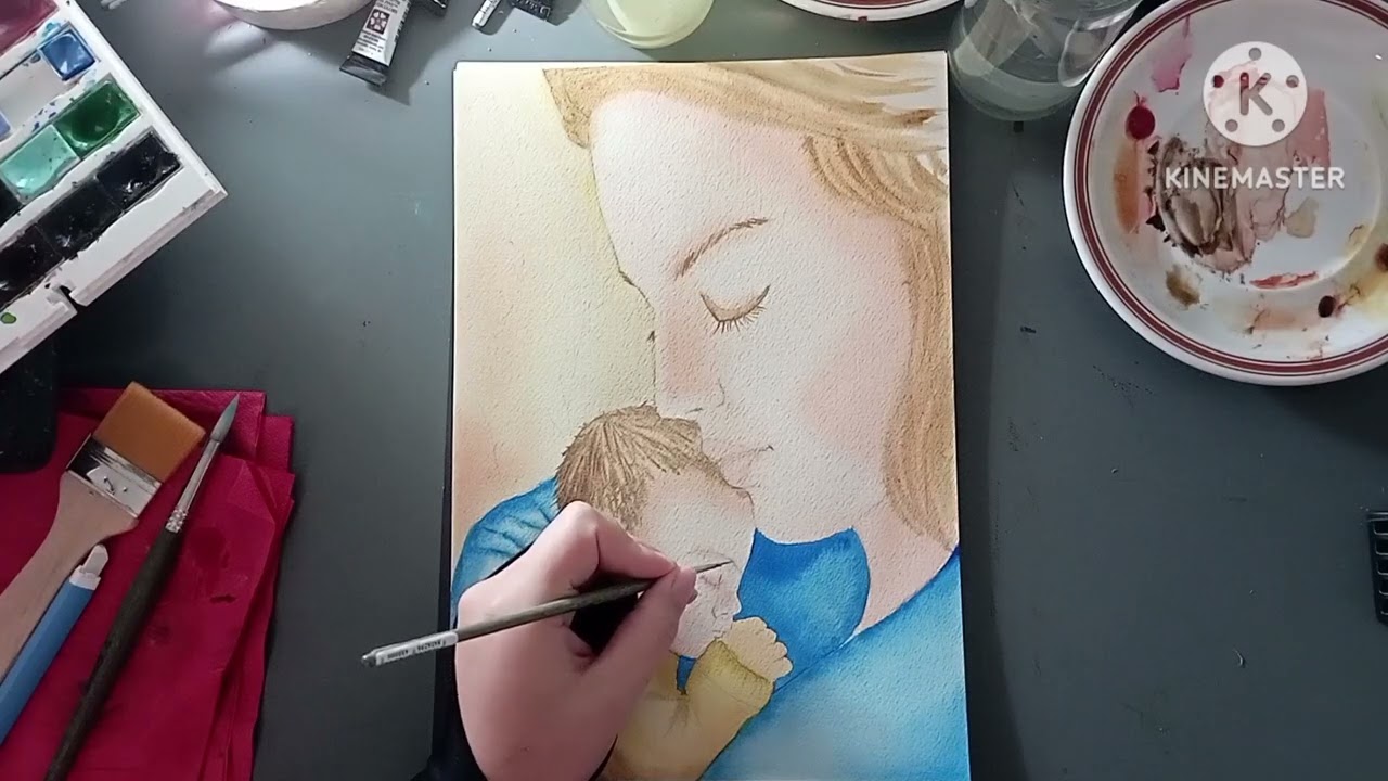 Mum holding baby part 2 | Watercolour tutorial