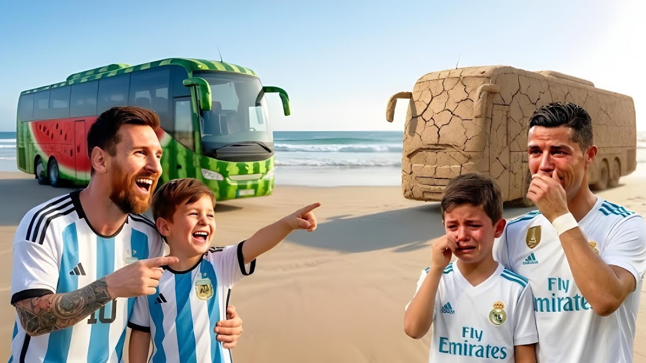 Messi & His Son Laughed 😅 at Ronaldo’s Sand Bus… Ronaldo’s SHOCKING Revenge! 😱
