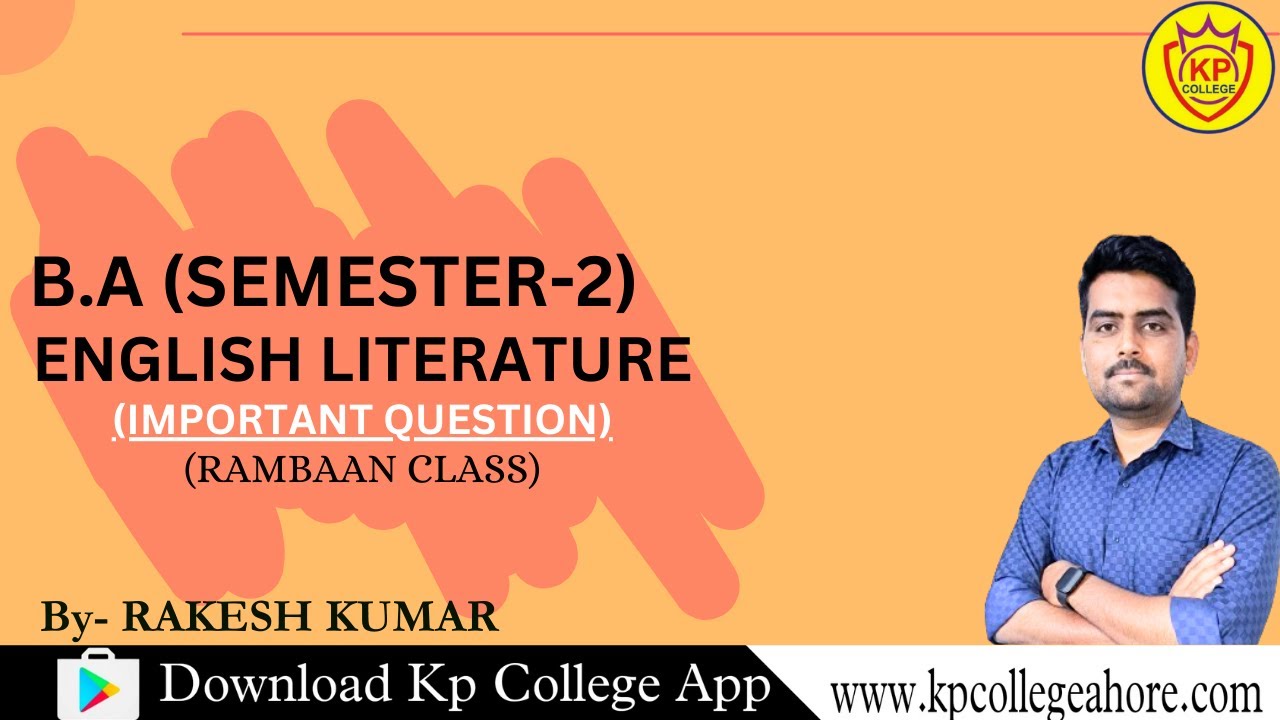 BA PART-1 (SEM-2) English Literature (important questions) [Prose & Fiction] 2025