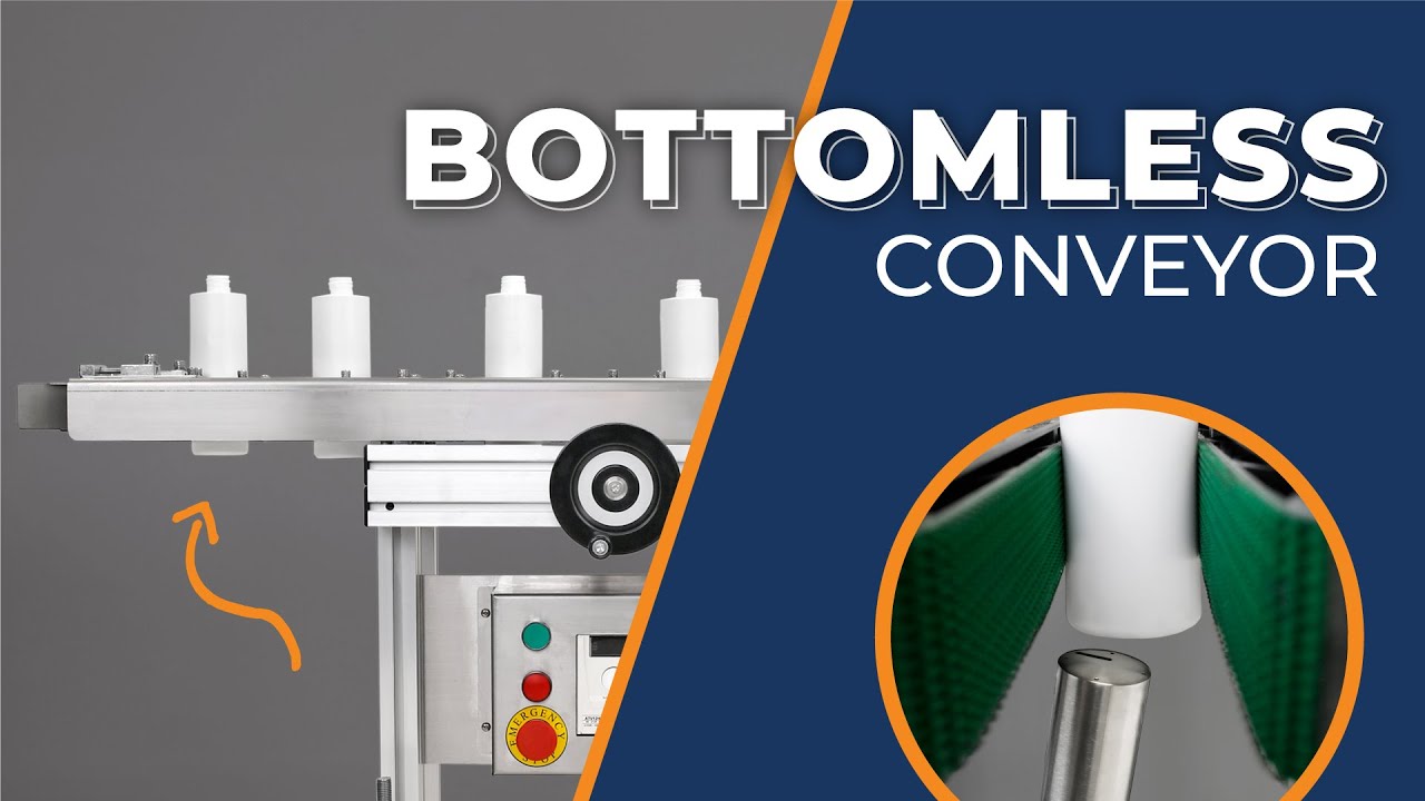 Stainless Steel Bottomless Conveyor with Side Belts for Coding Applications