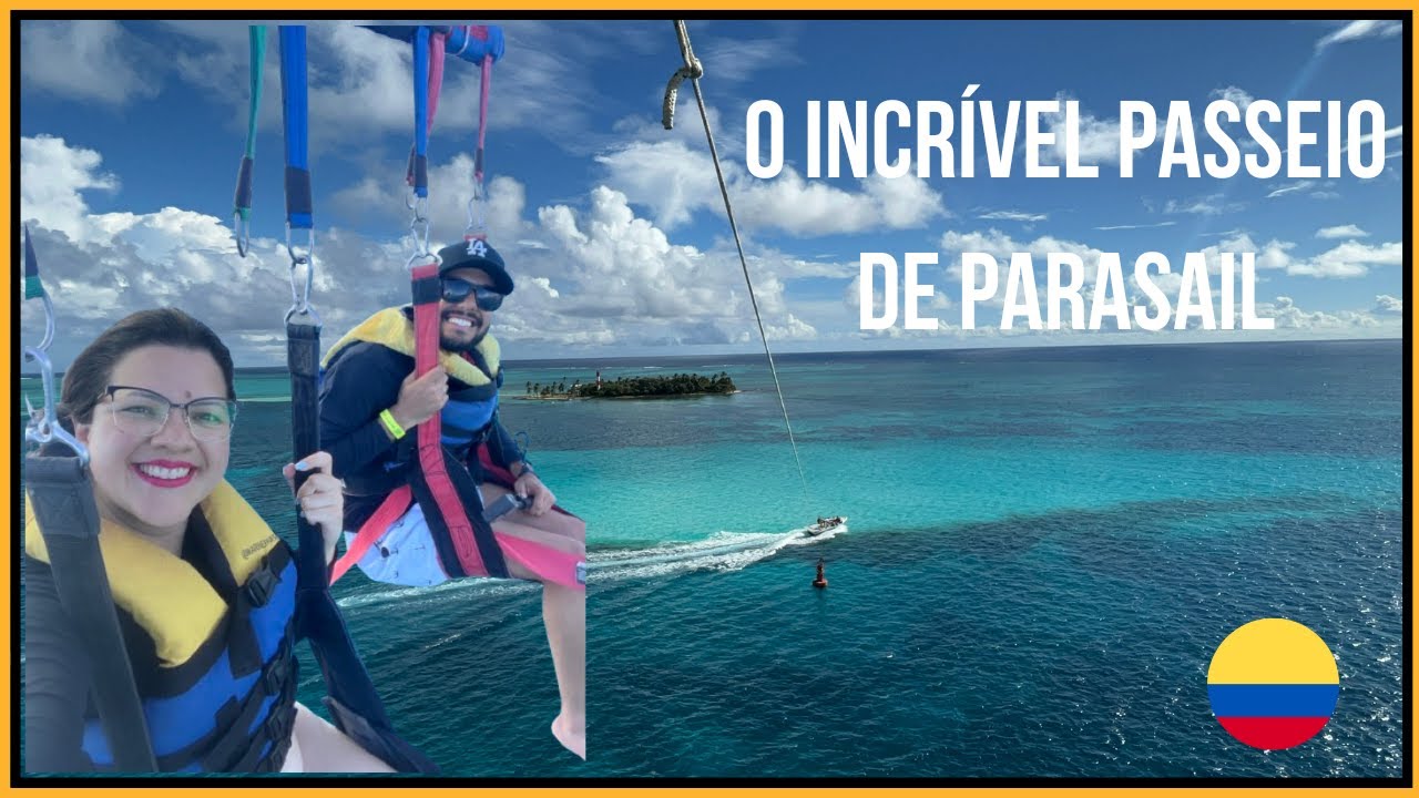 VOAMOS DE PARASAIL NO CARIBE! 🪂 A Vista Mais Surreal do Mar de 7 Cores em San Andrés!