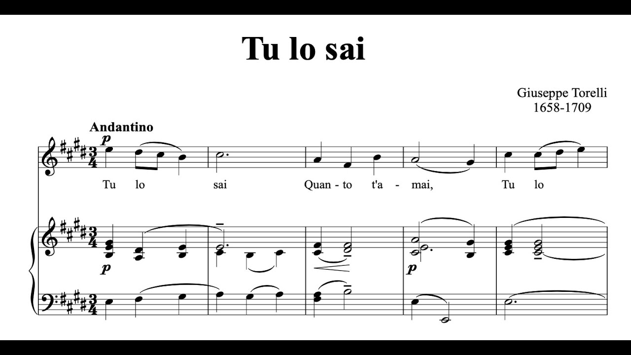 Tu lo sai (E Major), Giuseppe Torelli, Piano Accompaniment.