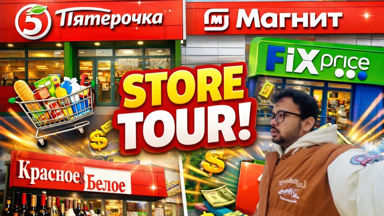 ￼ Russian Supermarket Tour 🛒 🇷🇺 | Pyaterochka, Magnit, Fix Price & K&B