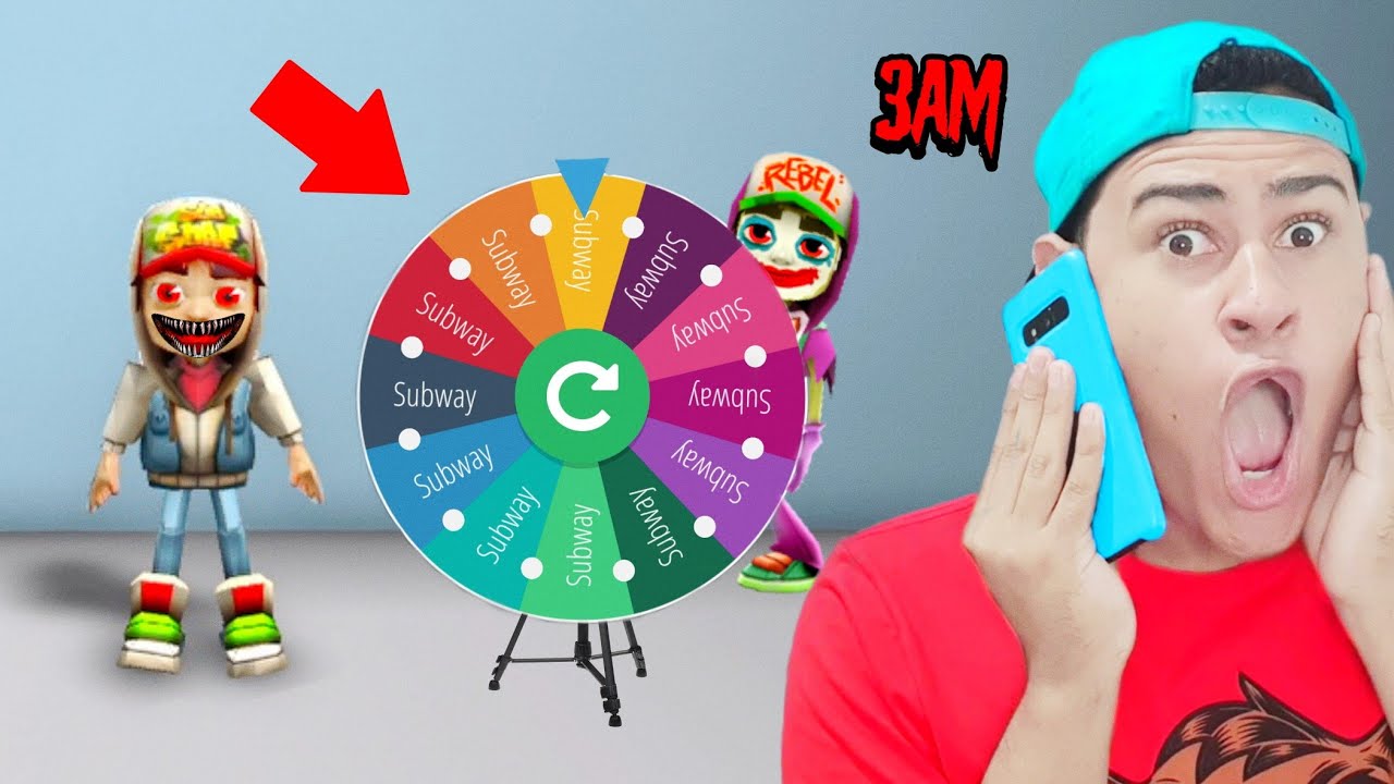 Fiz o DESAFIO ROLETA MISTERIOSA no SUBWAY SURFERS as 3 da manhã!!
