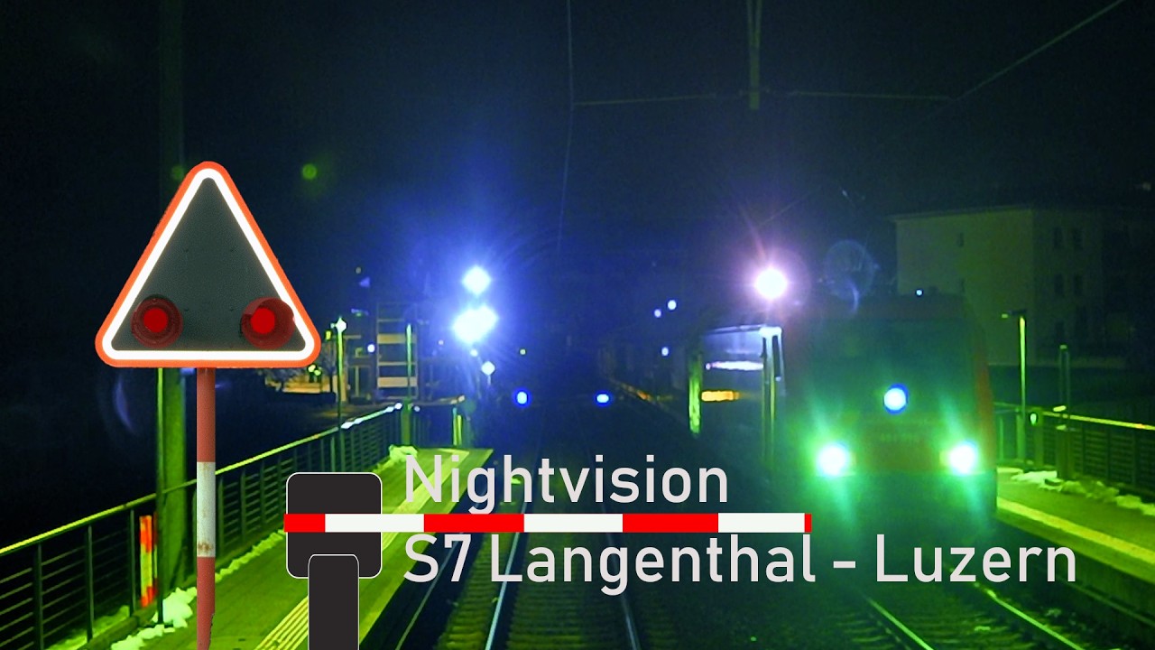 🌌 NIGHTVISION cab ride / Führerstandsmitfahrt - S7/RE7  Langenthal - Luzern 🚃 bls RABe 528 MIKA