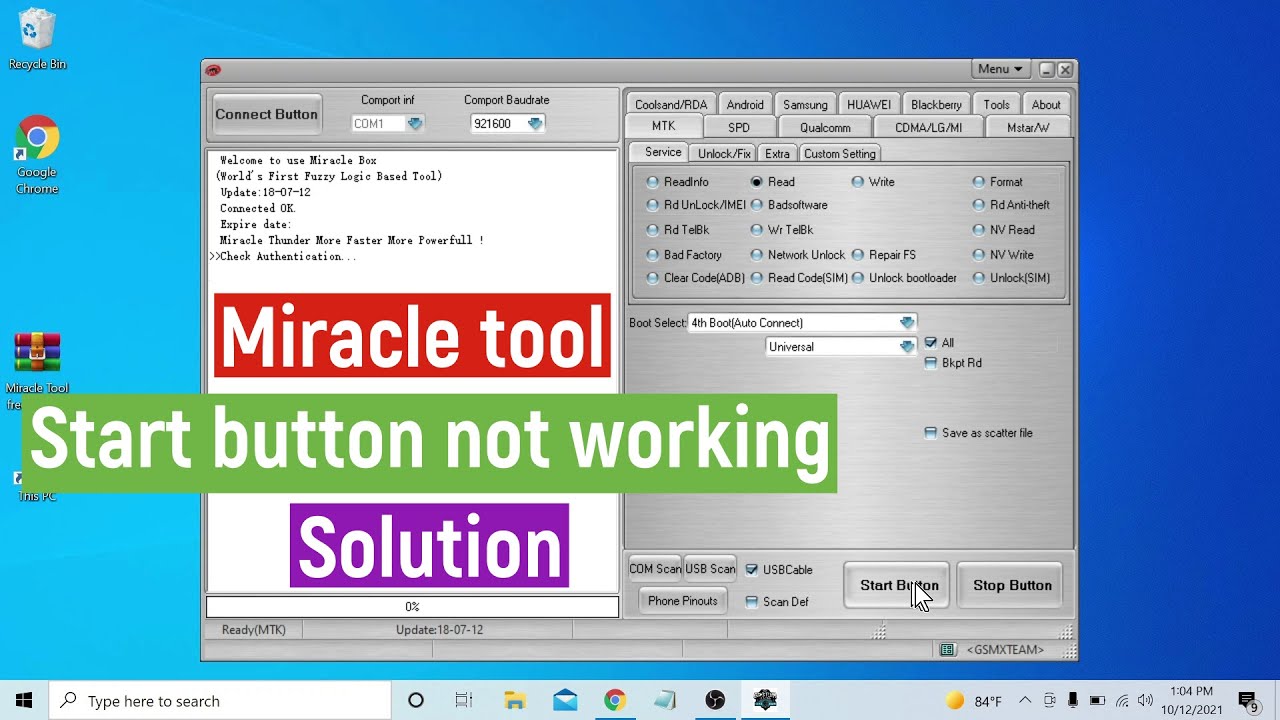 How to fix miracle tool start button does not work