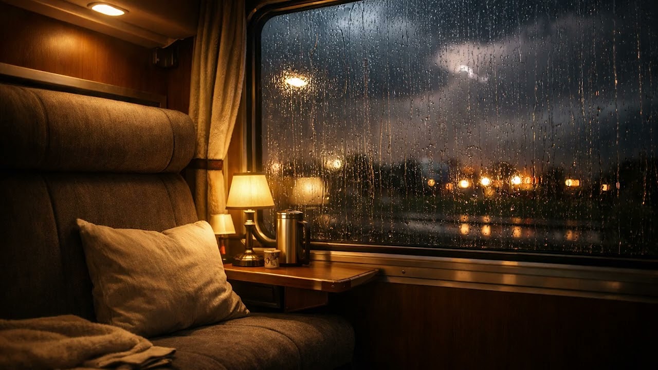 Train Through the Rain – 10 Hours of Relaxing Sleeper Car Ambience for Relaxation