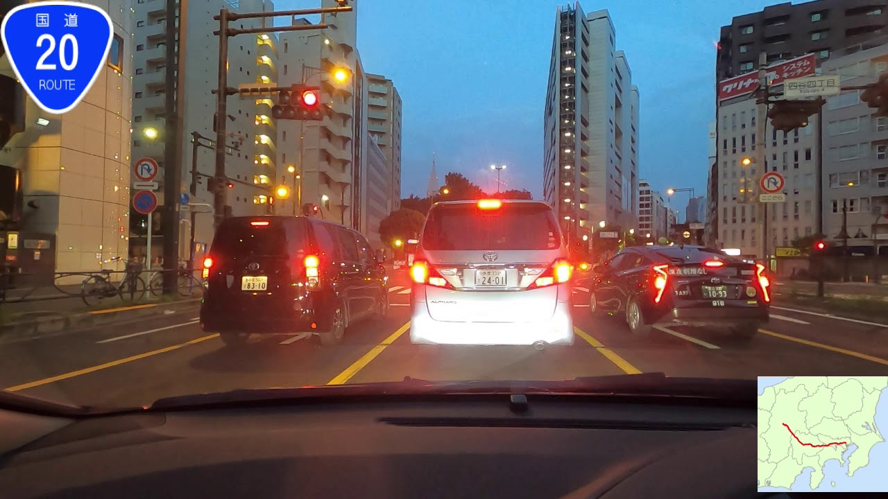 国道20号線　日本橋　⇒　長野県　塩尻市高出交差点　等速　　　Japan National Route 20 Nihonbashi to Nagano Prefecture