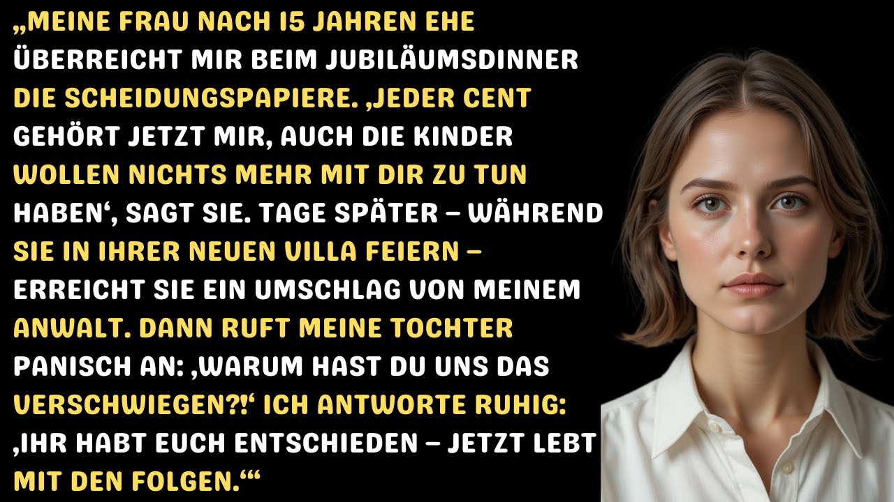 Meine Frau gab mir beim Jubiläumsessen die Scheidung – eine Woche später schlug mein Anwalt zurück