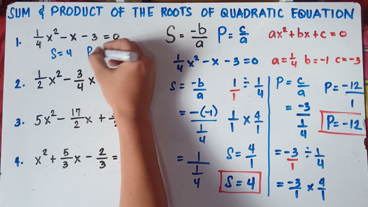Finding the Sum and Product of the Roots of Quadratic Equation I With Fractions |