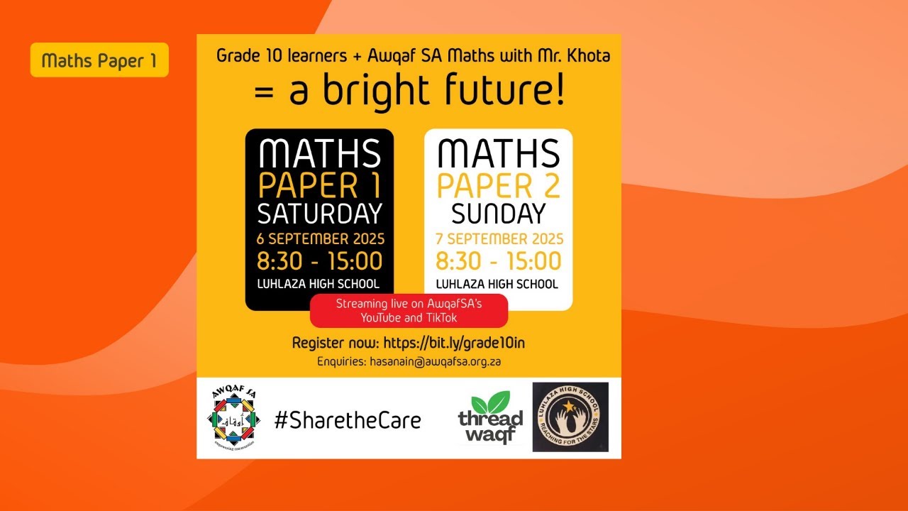 Awqaf SA Grade 10 Maths Workshop August 2025 - Paper 1
