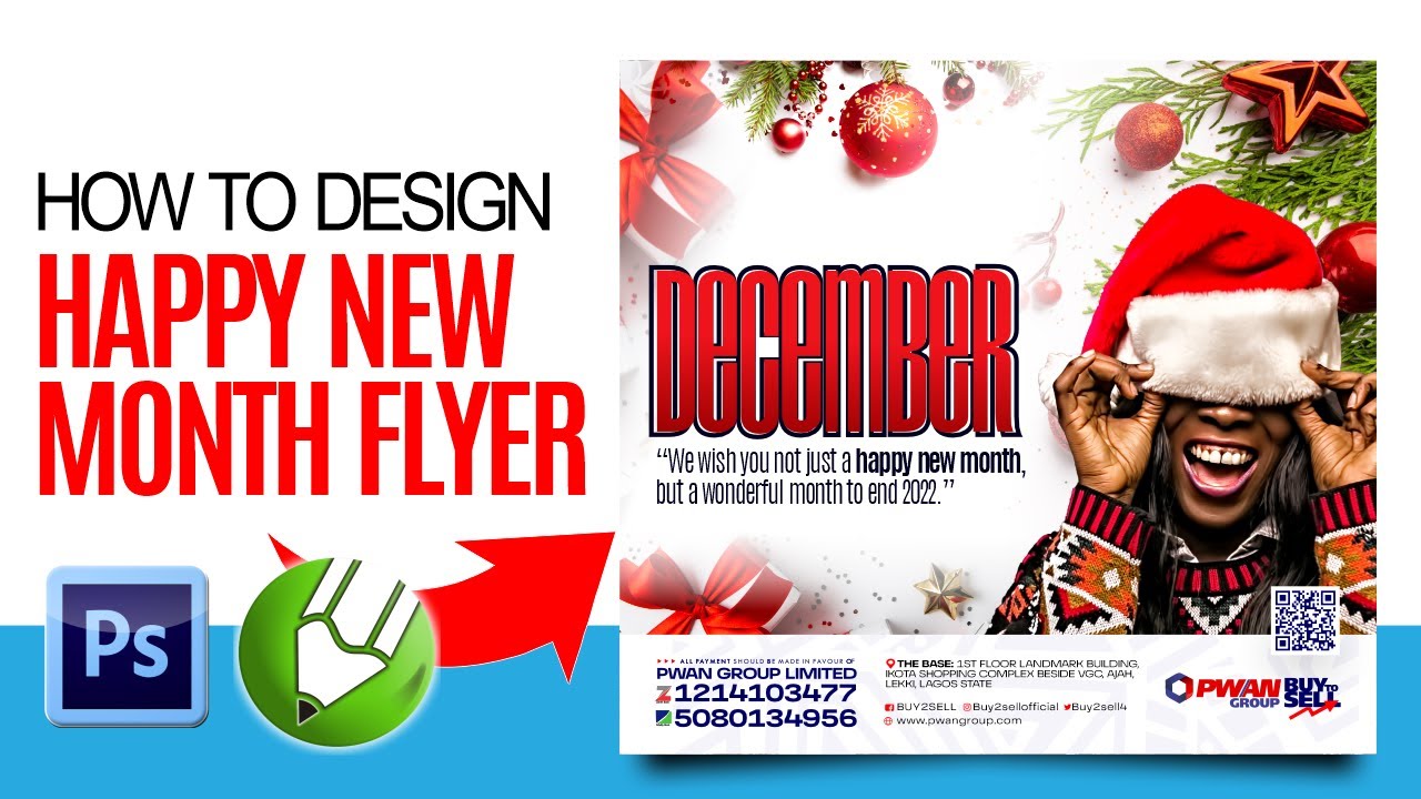 How to design happy new month DECEMBER flyer using Photoshop and CorelDraw in 2022