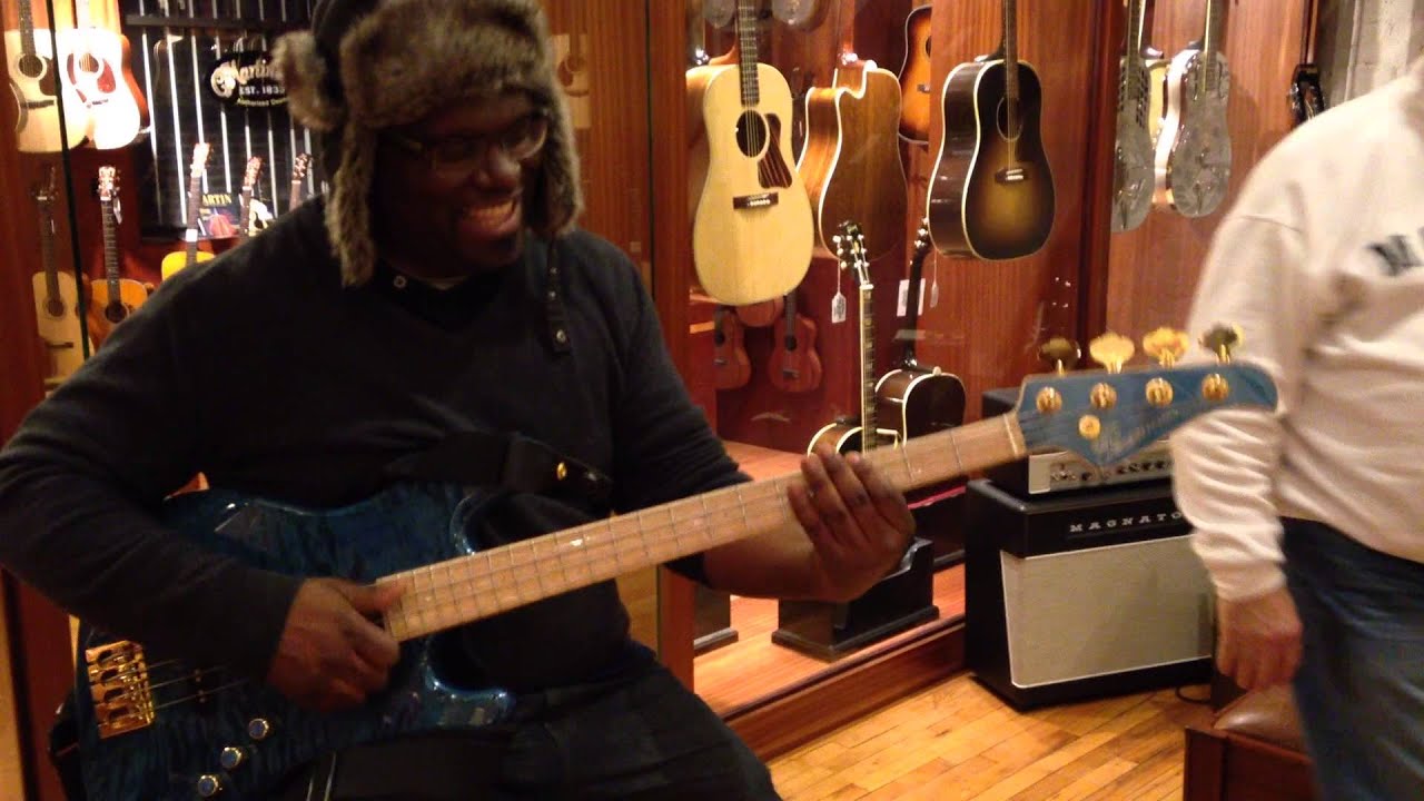 Oroh Angiama plays his Pensa Bass at Rudy's Soho