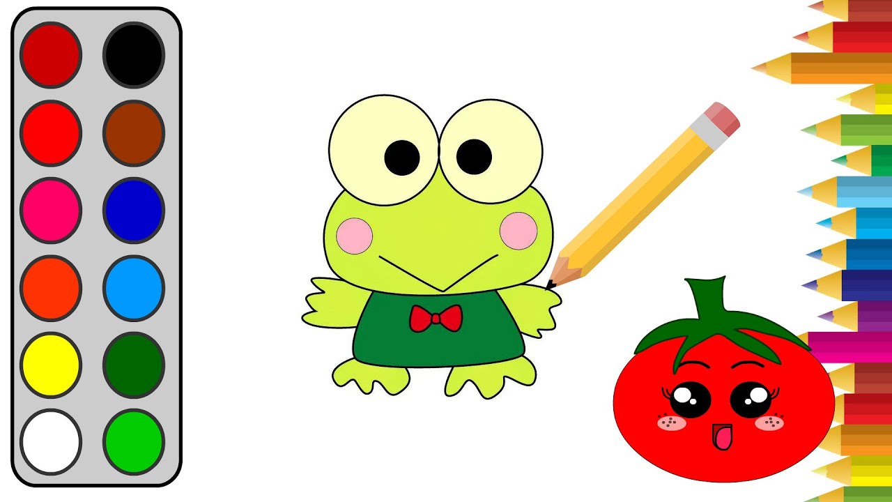 تعليم رسم الضفدع للأطفال - تعليم الرسم و التلوين للأطفال - الألوان - تعليم الرسم - رسم الضفدع