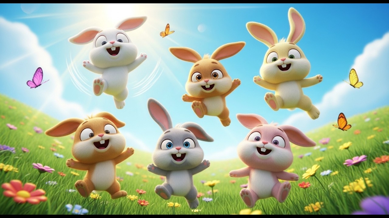 Cinco Coelhinhos Amiguinhos se Mexem | Dança dos Animais e Música Infantil