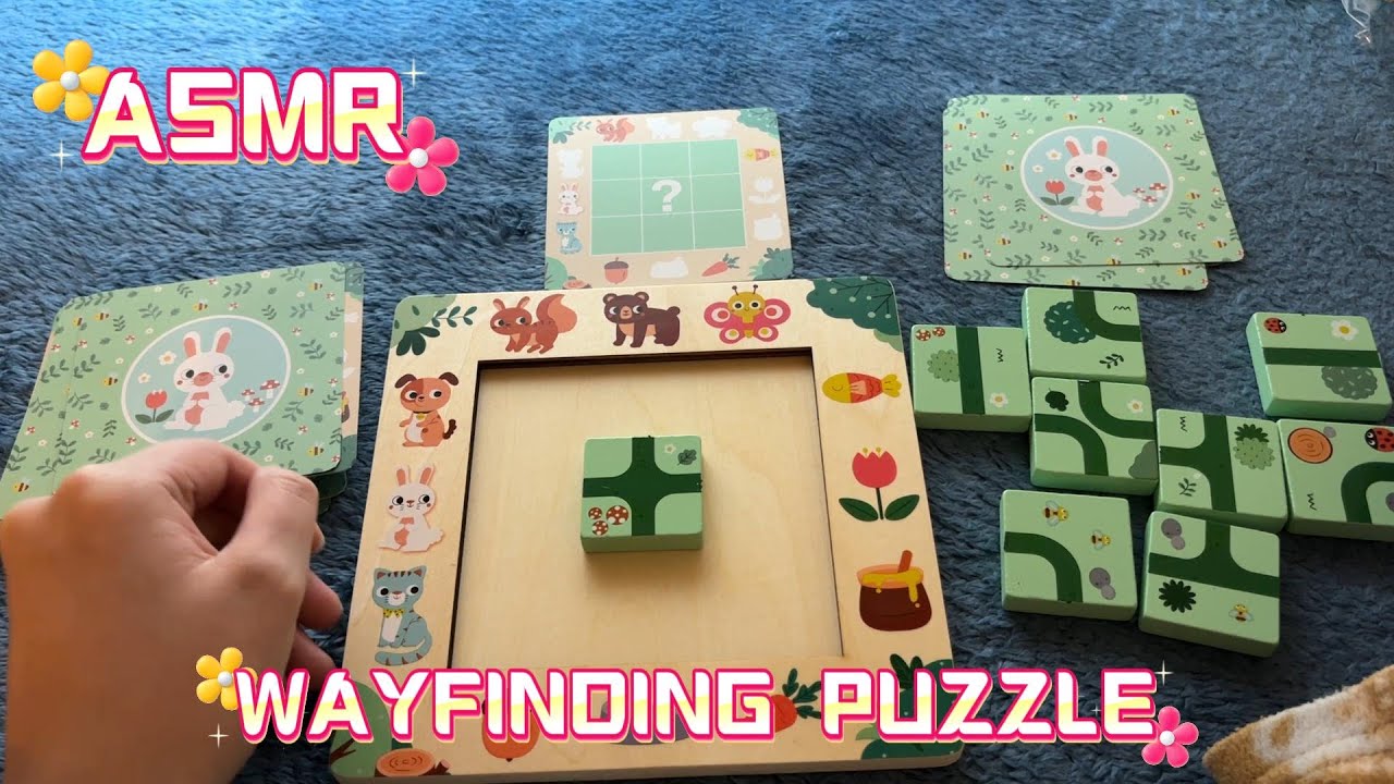 ASMR 55 Minutes Wayfinding Puzzle: Wooden sounds, Whidpers