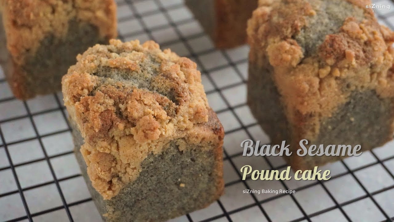 고소한 흑임자 잼과 콩가루 크럼블이 곁들여진  '흑임자 파운드 케이크' 만들기 : Black sesame pound cake recipe｜siZning