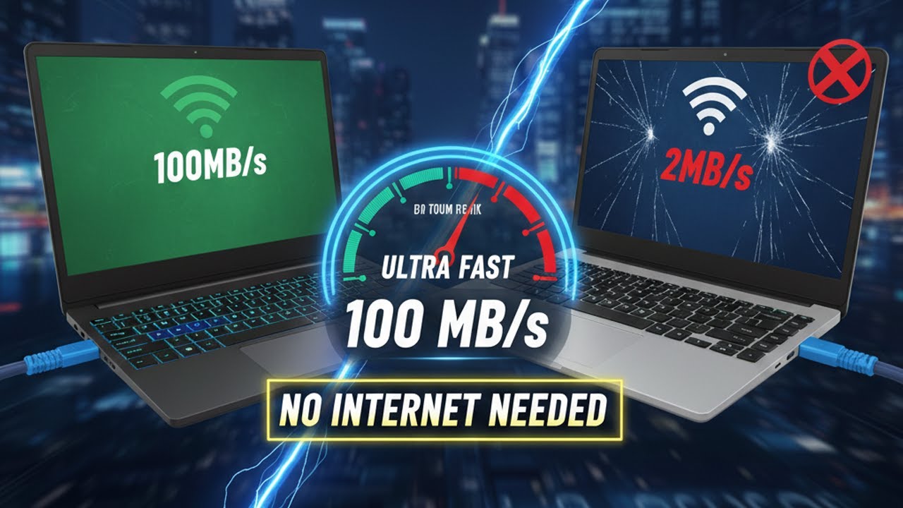 Transfer Files Between 2 Laptops EXTREMELY FAST (Ethernet Guide) File Transfer using Ethernet