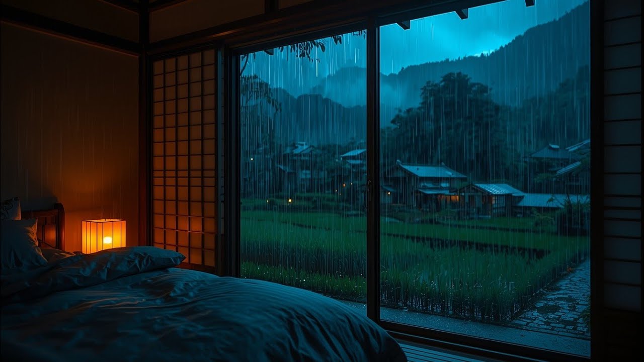 Fall into deep sleep instantly with relaxing rain sounds| Rain in Japanese village | 3 Hours