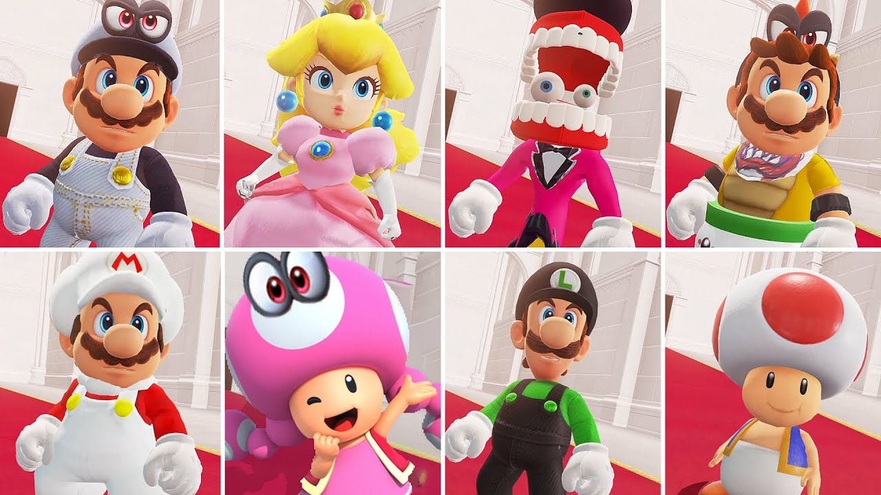 Super Mario Odyssey - All Playable Main Characteres [2024] (HD)