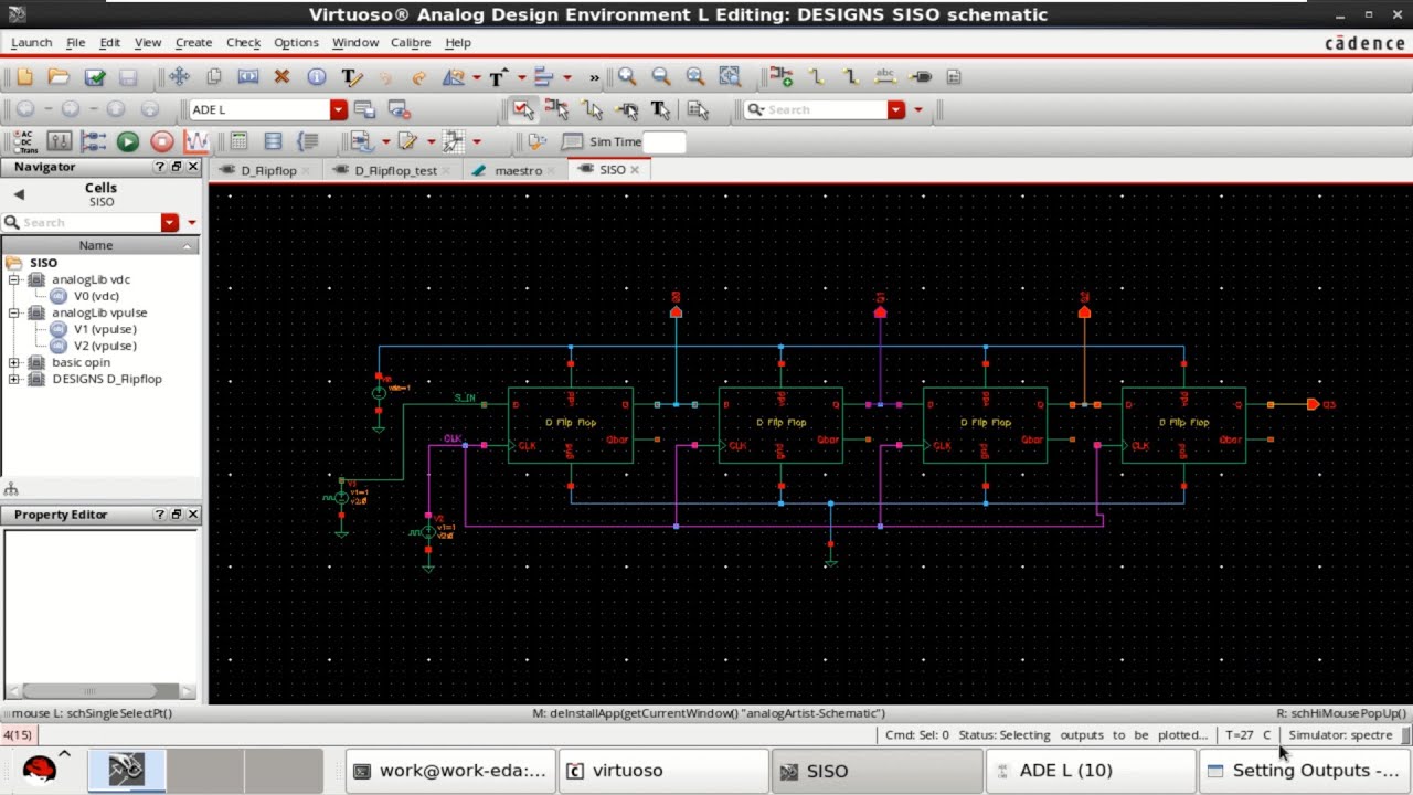 4-Bit Shift Register (SISO & SIPO) in Cadence