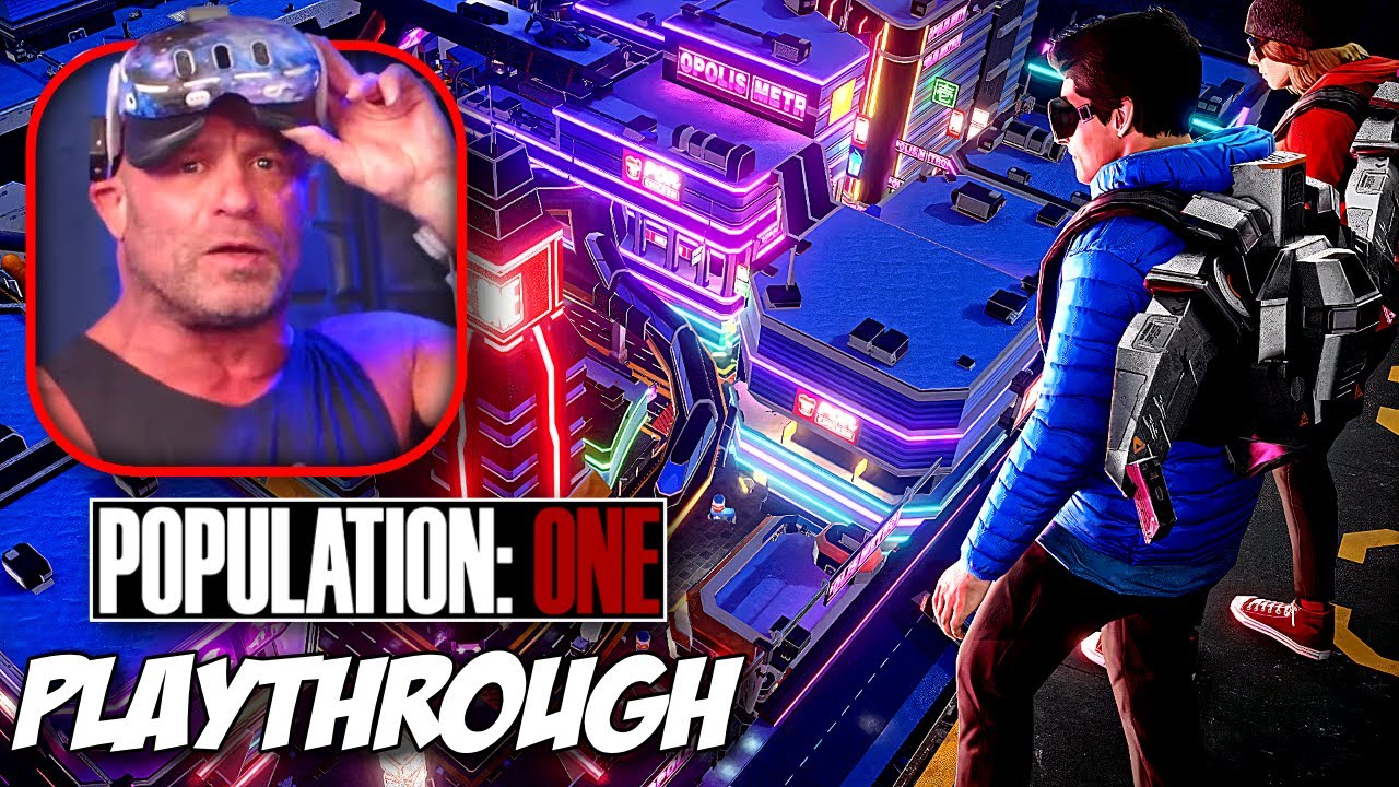 Matt Serra plays POPULATION ONE on the VR headset.