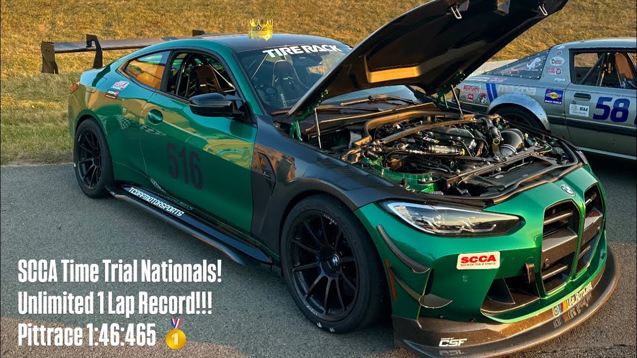 Pittrace SCCA Time Trial Nationals! Unlimited1 Lap Record. 1:46:465. 2024 BMW M4c TA XDrive. 