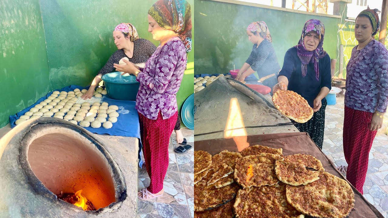 İKİ GELİN KÖYDE TANDIR EKMEĞİ BİBERLİ EKMEK YAPIMI ~ EN LEZZETLİ SABAH KAHVALTISI