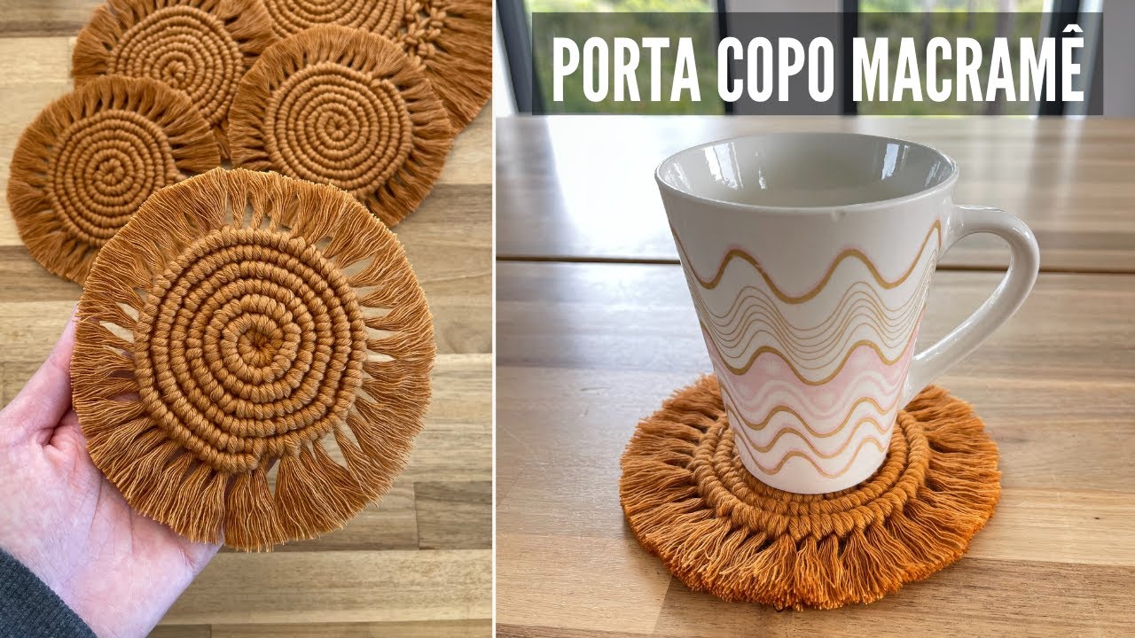 Porta copo redondo - Macrame circular passo a passo