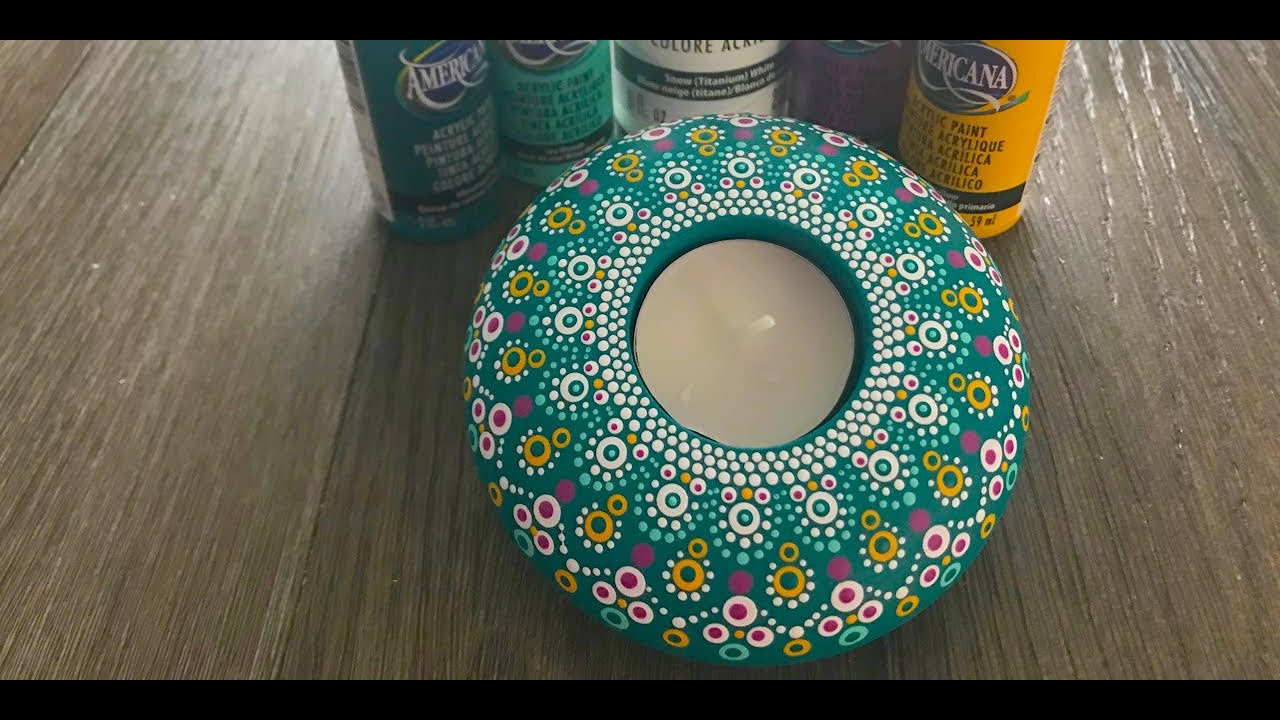 How to paint a Dot mandala on a molded Tea Light Holder - 327