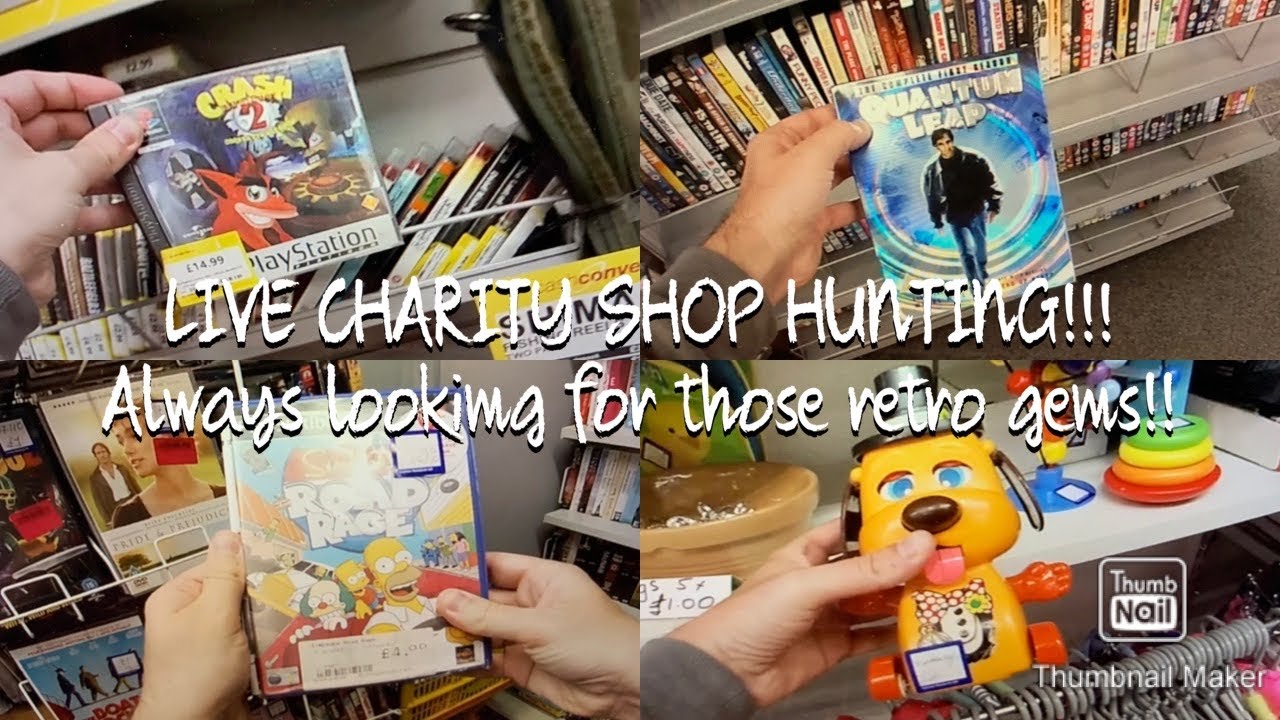 LIVE CHARITY SHOP HUNTING FOR THOSE RETRO GOODIES!!!!