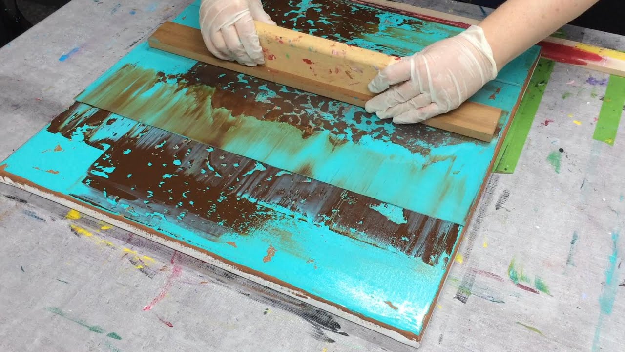 Rakeltechnik: Große Effekte mit wenigen Acrylfarben | abstrakte Acrylmalerei nach Gerhard Richter