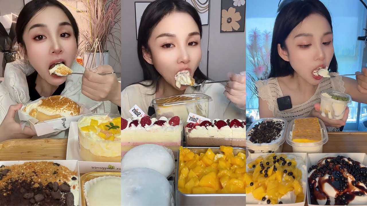 ASMR MUKBANG - MUKBANG SOUND - BIG DESSERT BOX FEAST NO TALKING