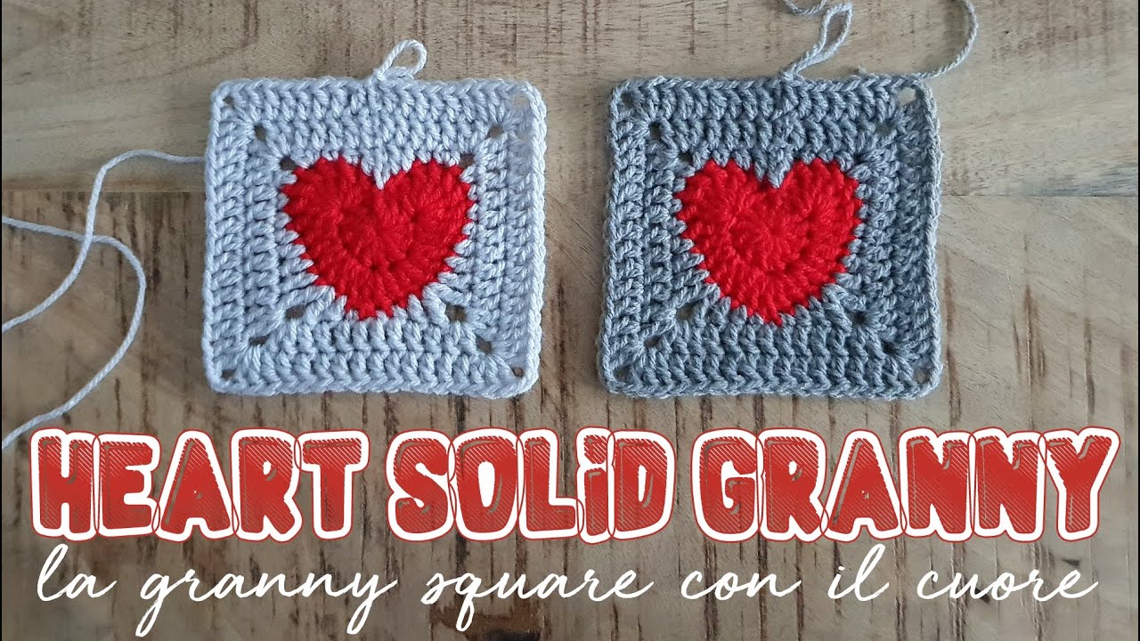 piastrella granny con il cuore - heart solid granny square