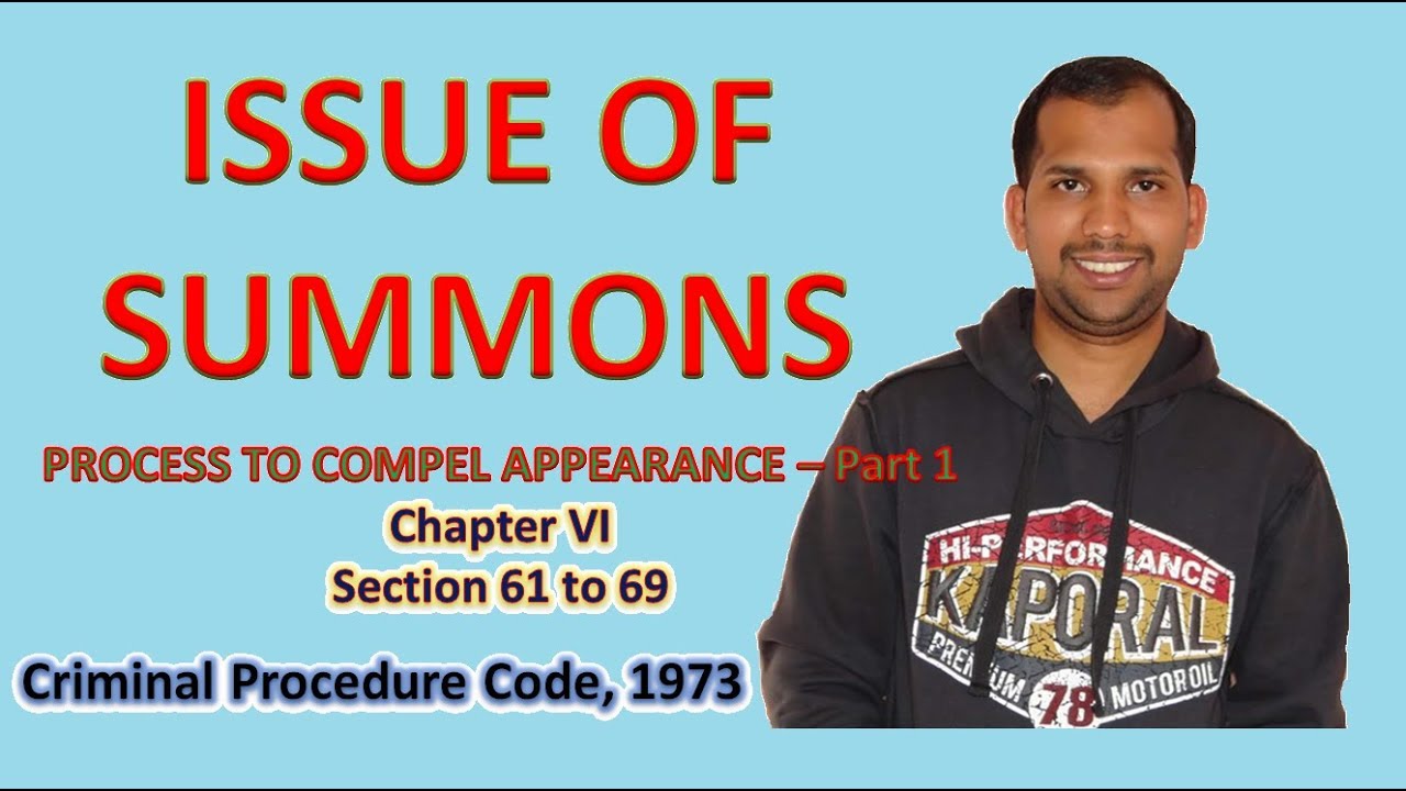 Выдача повестки | Процесс принудительной явки | Разделы 61–69 | УПК