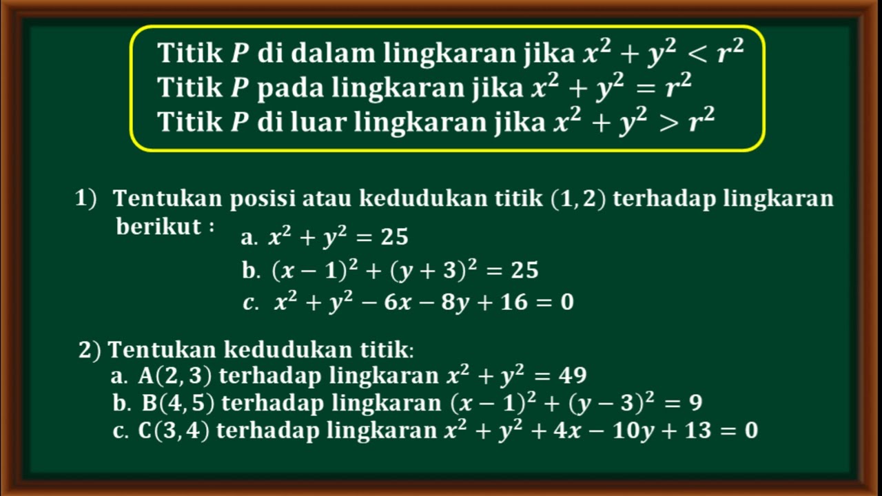Cara menentukan kedudukan titik terhadap lingkaran