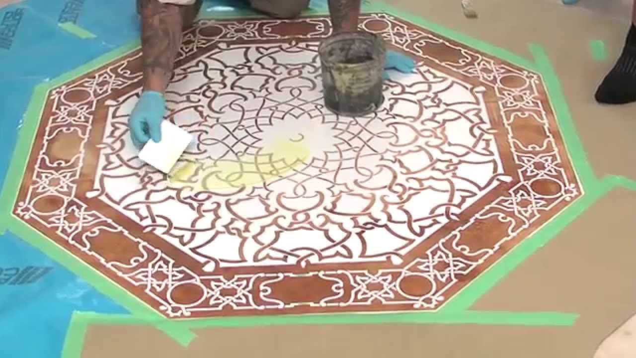 Concrete Stenciling with Acid-Etching Gel