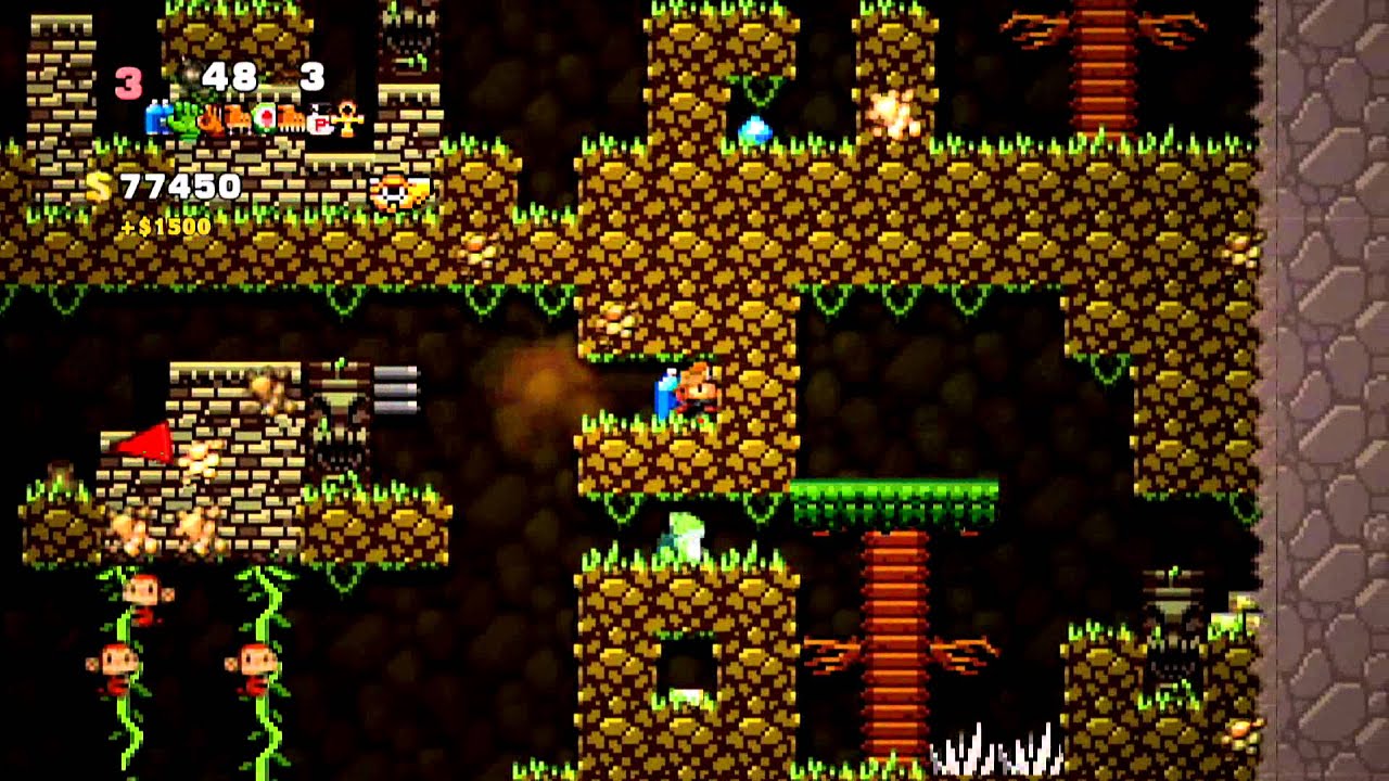 Spelunky Pixel Mod (+spelunky classic music, no game audio) - Hell Run