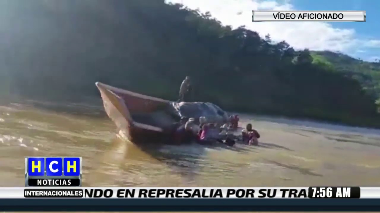 &iexcl; Tremendo susto ! al darse vuelta lancha en Patuca, Olancho