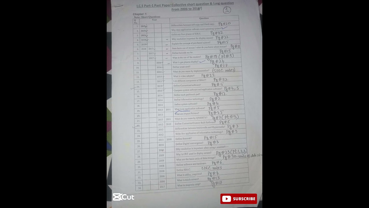 1st year computer chapter 1 important question II  Notes of computer science chapter 1  #exam #paper