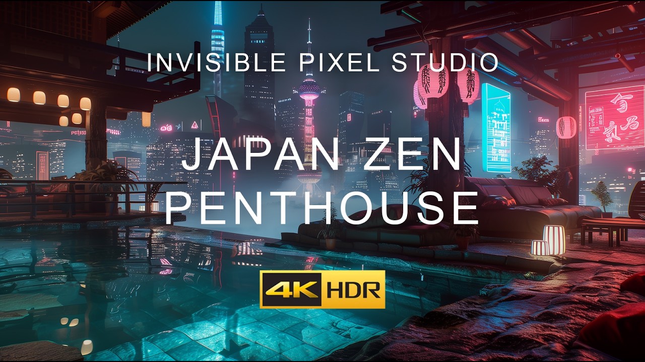 Japan Zen Penthouse (edited) — 4K Relaxing Loop | Futuristic City, Neon Lights, Soft Ambient Motion