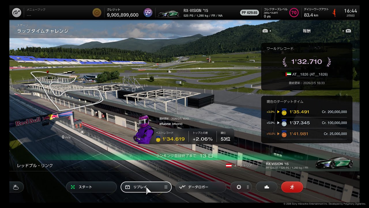 GT7 オンラインタイムトライアル レッドブル・リンク (ゴールドタイム) GT7 Lap Time Challenge Red Bull Ring