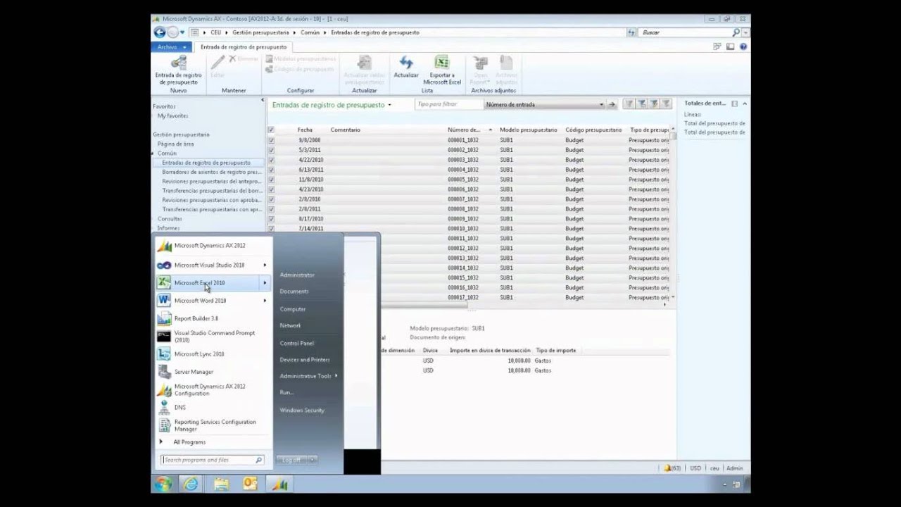 Píldora Nº1 - Microsoft Dynamics AX 2012 y Microsoft Excel 2010
