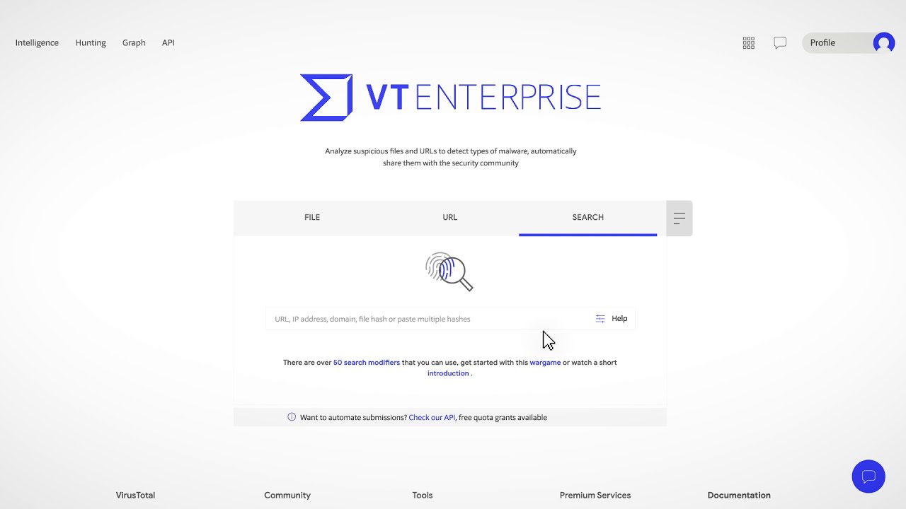 Walkthrough VirusTotal Intelligence Interface
