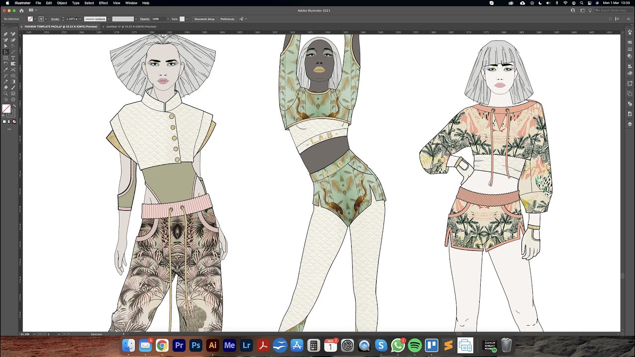 DIGITAL FASHION ILLUSTRATION in Adobe Illustrator Part 6 - Colour, Print & Texture