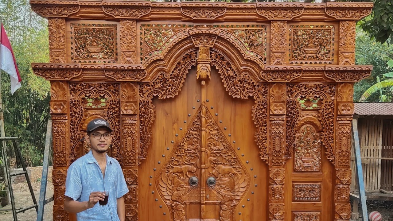 cara pasang gebyok ukir jepara gunungan wayang kelir