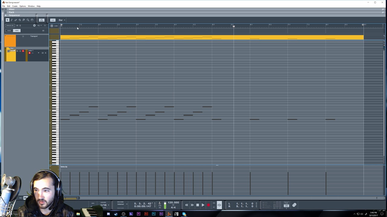 Making your first song in reason.